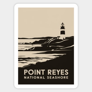 Point Reyes National Seashore Retro Travel Poster Sticker